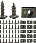 Hardcore Rock Solid Auto Tape Clips And Self Tapping Screws Kit With Slick Zinc Plated Bolts, includes screws and u-clips for trim repair.