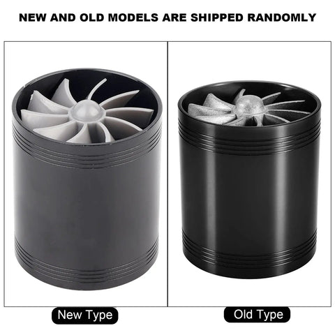 Dual Turbine Air Intake Turbonator Performance Kit For Most Vehicles Fuel Saver System Universal Acceleration Enhancement Black Air Intake Upgrade For Faster Throttle And Better Gas Mileage, new and old type comparison