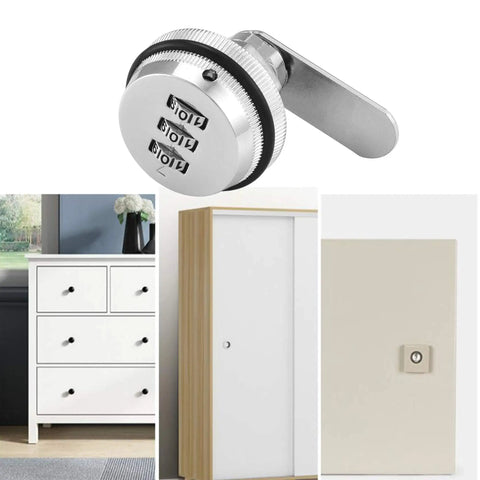 Combo Cam Lock Security Locks Set Of Two With Three Digit Password Code No Brainer Keyless Three Dial Locks for cabinets
