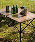 Foldable Aluminum Camping Table With Carry Bag Ultralight Roll Up Design Adjustable Height Indoor Outdoor Use Sturdy Easy Set Up