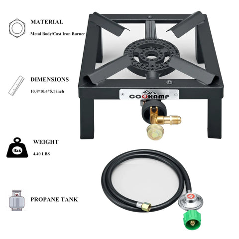 High Pressure Camp Stove With Angle Iron Frame Portable Cast Iron Burner For Outdoor Cooking And Camping includes hose