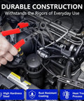 Using Pro Grade 16 Piece Hose Clamp Pliers Set With Long Reach Flexible Wire in car engine bay maintenance, close-up view.
