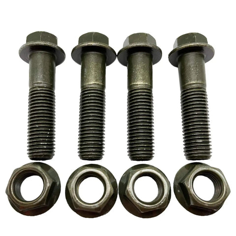 Go Kart Engine Mount Bolt Kit For Predator And Tillotson Engines Heavy Duty One And A Half Inches Long Four Sets Grade 5 Flange Bolts And Lock Nuts For Most Three To Seven Horsepower Go Kart Engines, showing four bolts and nuts.