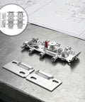 No Drill Cabinet Bracket Set Concealed Steel Shelf Brackets 1 Pair on metal table showing hardware details