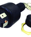 Marine Ignition Switch Built Tough With Brass Back Up Nut And Brass Inner Seal Non Conductive Housing For Maximum Corrosion Protection And No Shorts Saltwater Ready Seven Eighths Inch Hole Long One And One Eighth Inch Panel Thickness with keys