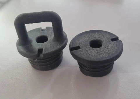 Reliable Replacement Screw In Deck Fitting Kit For Fishing Kayaks Includes Pad Eyes Cleats And Shock Cord Ends To Patch Up Your Rig And Keep Everything Locked Up Tight. Two black fittings for kayak deck repair.