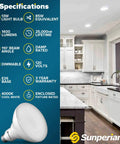 BR40 LED Flood Light Bulbs 13W To 85W Equivalent 3500K Natural White 1400 Lumens Dimmable Recessed Can Bulbs In Kitchen
