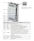 Diagram showing terminals and connections for P200S servo drive with communication, power supply, and encoder signal terminals.