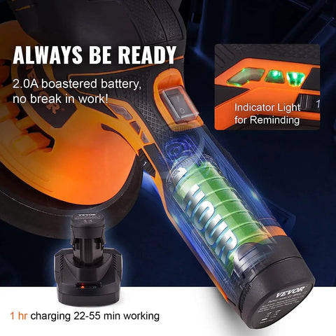 Cordless 6 Inch Random Orbital Polisher For Cars 5200 RPM Variable Speed 12V Rechargeable Battery Included Wireless Polishing Kit For Car Detailing Polishing Waxing No Cords showing battery indicator light and charger