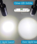Dual Gooseneck 6W 6500K Spotlight For Microscope With 64 LED Ring Illuminator, adjustable heads showing old and new light beams