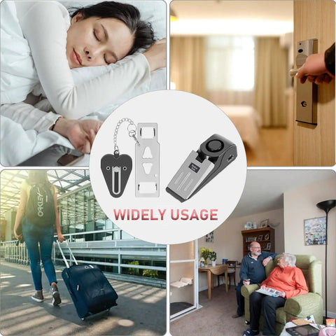 Visual overview of Door Stop Alarm And Hotel Door Lock Dual Protection Security Kit Portable Pocket Door Stopper Self Defense Tool