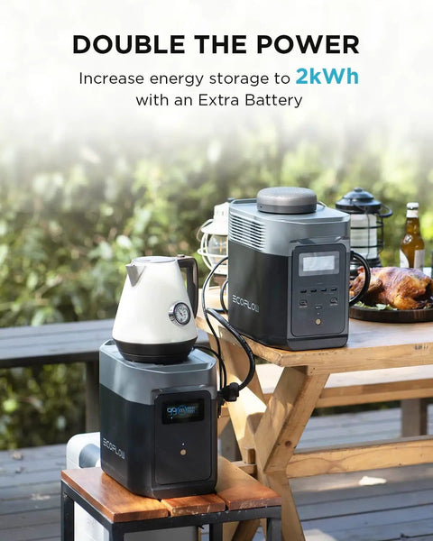 Delta 2 Smart Extra Battery 1024Wh LiFePO4 Expansion For Power Station Delta 2 Doubles Your Capacity To 2048Wh