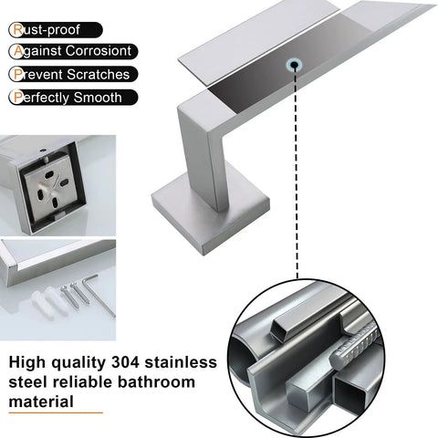 Five Piece Bathroom Hardware Set With 23.6 Inch Towel Bar Towel Rack Modern Stainless Steel Wall Mount Brushed Nickel Finish details