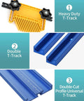 Pro Grade 12 Sets 1/4-20 T Track Bolts And Knobs Kit with yellow and blue T-track components for woodworking fixtures