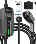 Plug In Your Ride With This Solid Level 1 And 2 Ev Charger Featuring WiFi App Control ETL Certified For All J1772 Bev And Phev 16 Amp Home Wall Mount Safe And Secure with smartphone and accessories.