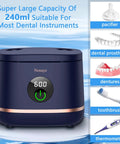 Keep Your Dental Gear Squeaky Clean With This Heavy Duty Ultrasonic Cleaning Machine For Braces Dentures Jewelry Toothbrush Heads And Baby Essentials Daily, navy ultrasonic cleaner with digital display, 240ml capacity.