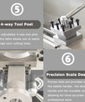 4-way tool post and precision scale design on Hardcore Mini Metal Lathe 7x12 Inch Benchtop Workhorse for accuracy.
