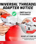 Hand using Next Gen Gas Can Pump With Ergonomic Non Spill Auto Stop Nozzle And Vinyl Discharge Hose, showing connection to fuel can
