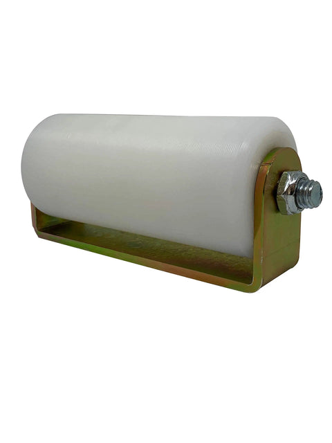 Slide Gate Guide Roller 6 Inch Rear Post Welded Assembly Heavy Duty Anti Tipping Sealed Ball Bearing Sliding Gate Guider White UHMW Hard Nylon With C Bracket