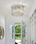 Crystal Ceiling Light Fixture 4-Light Flush Mount With E12 Base Modern Chrome Finish D11 X H9.5 Inches in entryway