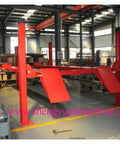 Professional Grade Heavy Duty Four Post Car Lift Featuring Steel Wire Rope Hoist System And Seven Thousand Pound Capacity Built Like A Tank For The Daily Grind in workshop.