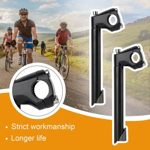 Image of Gooseneck Bike Stem 220mm Length With 22.2mm Quill And 25.4mm Clamp For 1 Inch Handlebars Aluminum Head And Steel Tube