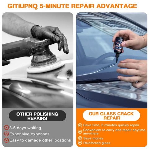 5 Minute Windshield Crack Repair Kit For Chips And Cracks, Pro Grade Auto Glass Rock Chip Repair Tool applied on car windshield