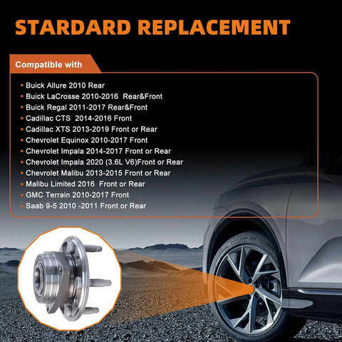 2Pcs Front And Rear Wheel Bearing Hub Assembly Fits Malibu 2013 2015 Impala 2014 2017 Buick Lacrosse 2010 2016 5 Lug