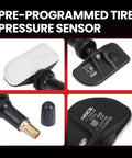 4 Pack Tpms Tire Pressure Monitor Sensors For 2014 2015 Hyundai Tucson 2.0L showing pre-programmed tire sensors with black casing.