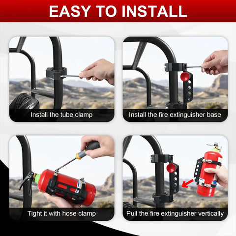 Built Different Quick Swap Roll Bar Fire Extinguisher Mount Bracket Kit For Utv Atv Jeep Wrangler Ford Bronco Polaris RZR Pioneer Can Am Maverick With One To Two Inch Tube Cage
