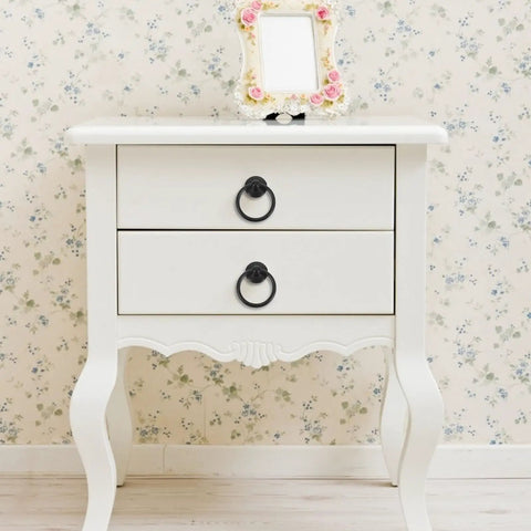 White dresser with Six Piece Vintage Drop Ring Drawer Pulls For Dressers And Cabinets With Retro Old School Cool Black Zinc Alloy Handles