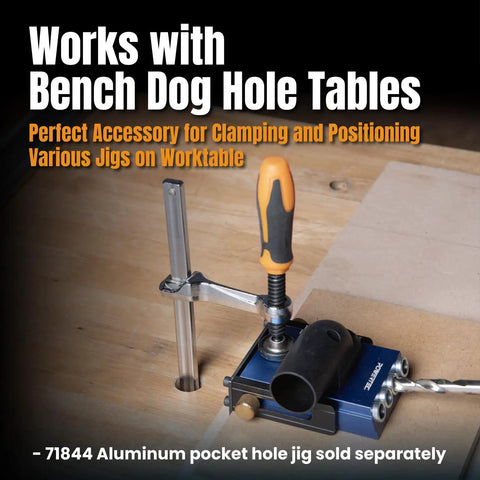 Quick Screw Down Clamps For Bow Xtender Fences And MFT Tables with jig on workbench