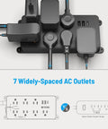 2 Prong To 3 Prong Power Strip With 7 Widely Spaced Outlets And 3 USB Ports Including USB C 5 Foot Extension Cord Wall Mountable