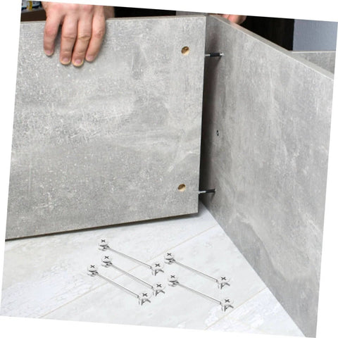 Assembly of furniture panels using 20 Set Cam Fittings Kit For Cabinets With Connectors And Dowels Easy Assembly No Fuss Strong Load Bearing