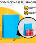 Blue Small Kraft Gift Bags With Handles Set Of 32 In Rainbow Colors Five Point Eight By Three Point Two By Eight Point Two Five Inches