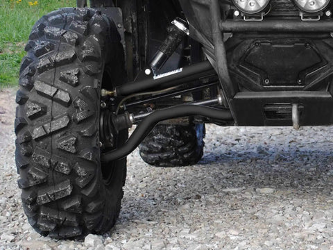 1.5 Inch Black Forward Offset Front A Arms For Polaris RZR S 800 2009 2014 Fit Up To 32 Inch Tires And 3 Inch Lift installed on front suspension