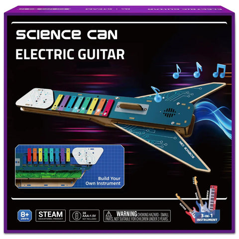 DIY Electronics Guitar Building Kit For Kids 8-12 with colorful 3D wooden puzzles and circuits for musical and engineering fun