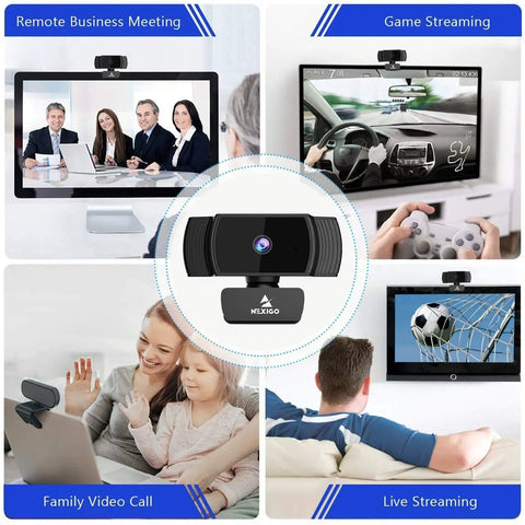 Solid 1080p Autofocus Webcam With Built In Mic For Laptop And Desktop, used in remote meetings, gaming, and family calls.