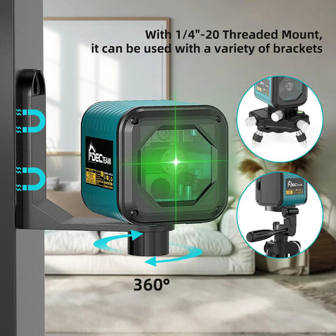 Cross Line Laser Level With Self Leveling And Manual Mode 360 Degree Rotating Green Beam IP54 Waterproof for indoor use