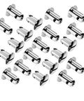 Heavy Duty Stainless Steel Quarter Turn Fasteners 20 Pack Chrome Plated 7/16 Oval Button Latches showing shiny chrome buttons.