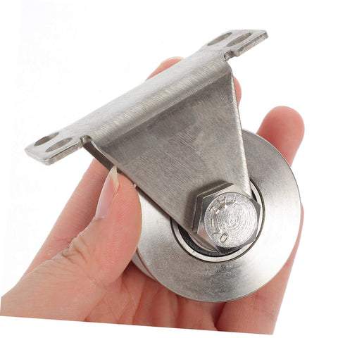 Stainless Steel Groove Wheel Pulley For Sliding Doors And Barn Doors Heavy Duty Track Wheel With Efficient Bearing Design held in hand