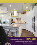 Black Triple Paddle Decorator Light Switch Single Pole 15A Residential Grade That Lets You Run Three Lights From One Location Shallow Body Fits Standard Junction Boxes Durable Polycarbonate Thermoplastic Construction in kitchen lighting scene