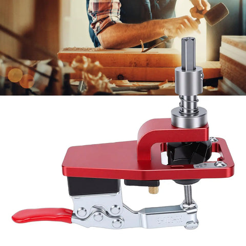 Rock Solid 35Mm Concealed Hinge Drilling Jig With Quick Grip Positioning For Cabinet Installation showing red and silver heavy duty aluminum construction.