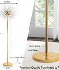 69 Inch Crystal Floor Lamp With K9 Crystals, gold finish, metal base and tall pole in living room setting, 68.9 in height shown