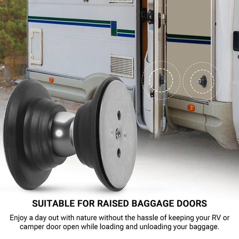 Magnetic RV Door Catch and Holder Kit for Raised Baggage Doors, Black Finish, Easy Install on camper for hands-free access
