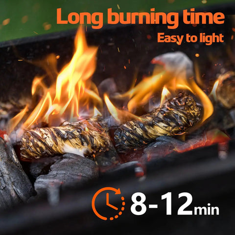 Burning Waterproof 72 Pack Fire Starters For Campfires Grills And Camping Easy Light Wood Charcoal Start in grill with flames