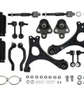 Beefed Up 14 Piece Front Lower Control Arm Suspension Kit With Ball Joint For Honda Civic 2006 2011 Bolt On Direct Fit Replacement Includes Interchange Part Numbers K620382 K620383 K80769 K80768 shown laid out