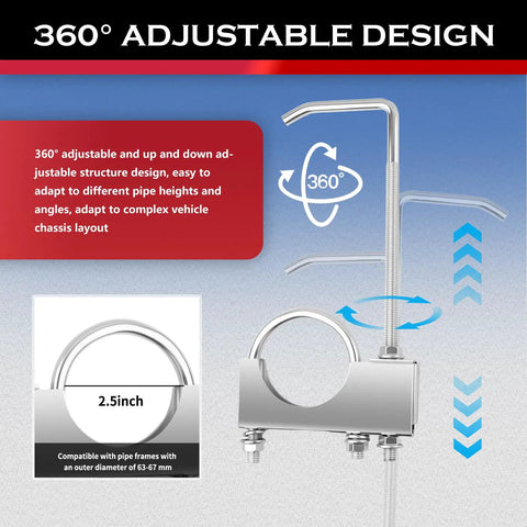 2.5 Inch Exhaust Hanger Kit With Clamp Adjustable Exhaust Pipe Hangers For Vibration Damping And Muffler Fix, 360° design