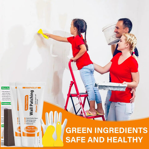 Family using Drywall Repair Kit 2 Pack With Scrapers And Protective Gloves Odorless No Mess Quick Patch For Holes And Cracks