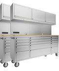 72 Inch Rolling Tool Chest Cabinet With Wheels, 15 Drawers, 2 Pack Stainless Steel Tool Cabinets With Power Socket, Pegboard, 3 Upper Cabinet Outlets, Beefy Garage Storage